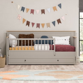Hanah Home Barandilla de Seguridad para Cama Gris y Roble